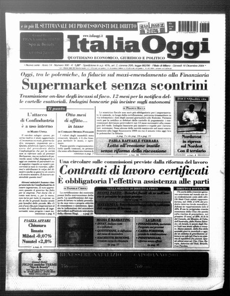 Italia oggi : quotidiano di economia finanza e politica